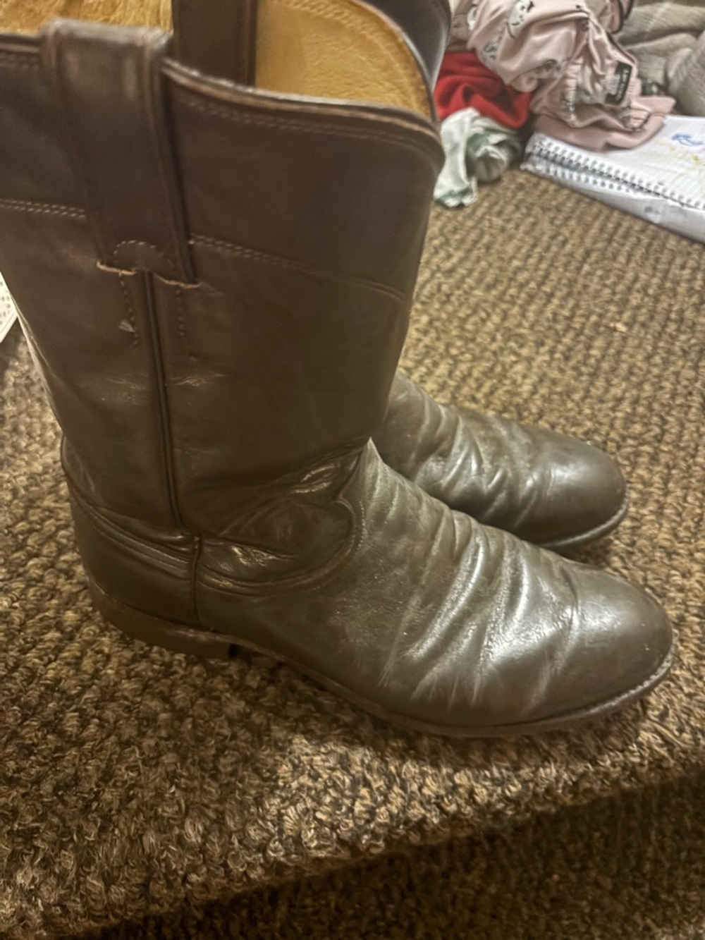 Justin Boots Classic Brown Leather Western Boots